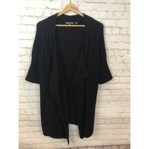 VINCE SHORT SLEEVED BLACK WOOL Shawl Cardigan SWEATER Short Sleeve M